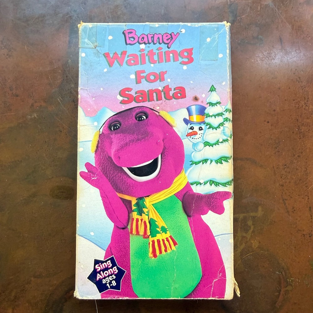 Vintage Barney Waiting For Santa VHS Tape Christmas Sing Along 1990 90s Holiday
